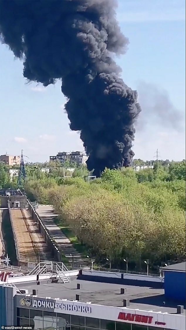 A fire has broken out at a power substation supplying the institute, 43 miles from Moscow