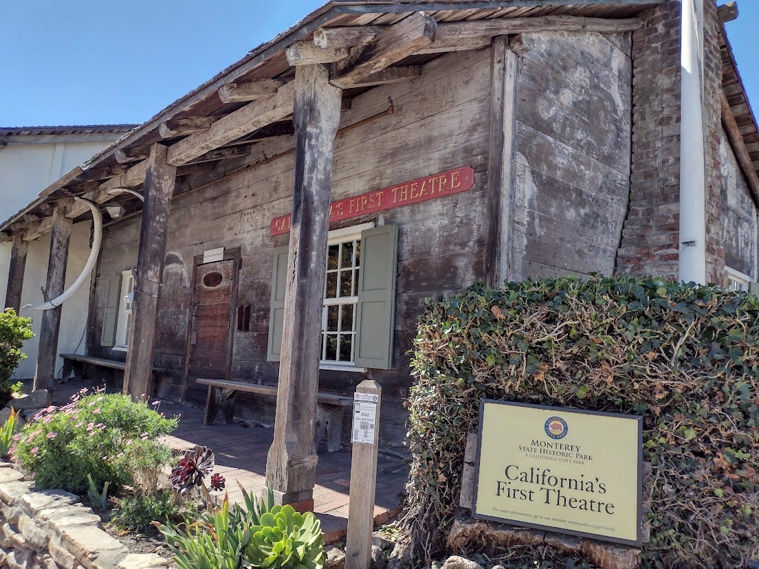 Wooden building with California's First Theatre sign