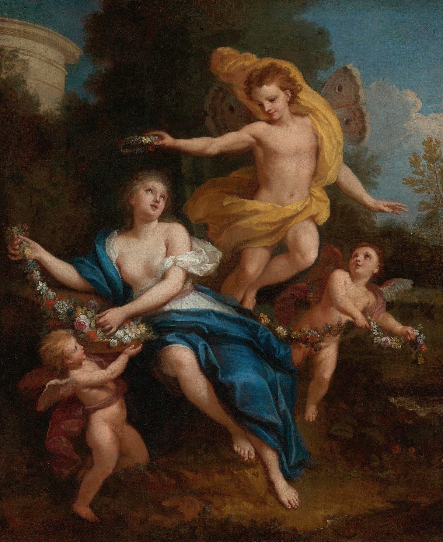 Zephyr Crowning Flora (1702) by Louis de Boullogne the Younger