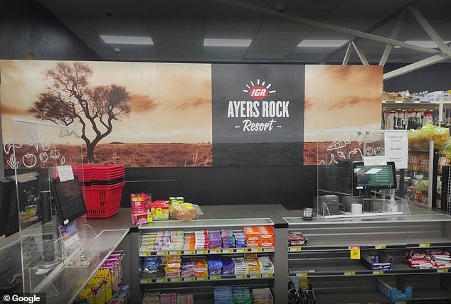 Popular supermarket chain IGA has announced only the vaccinated will be allowed to buy groceries from Yulara store, located inside the Ayers Rock resort (pictured)