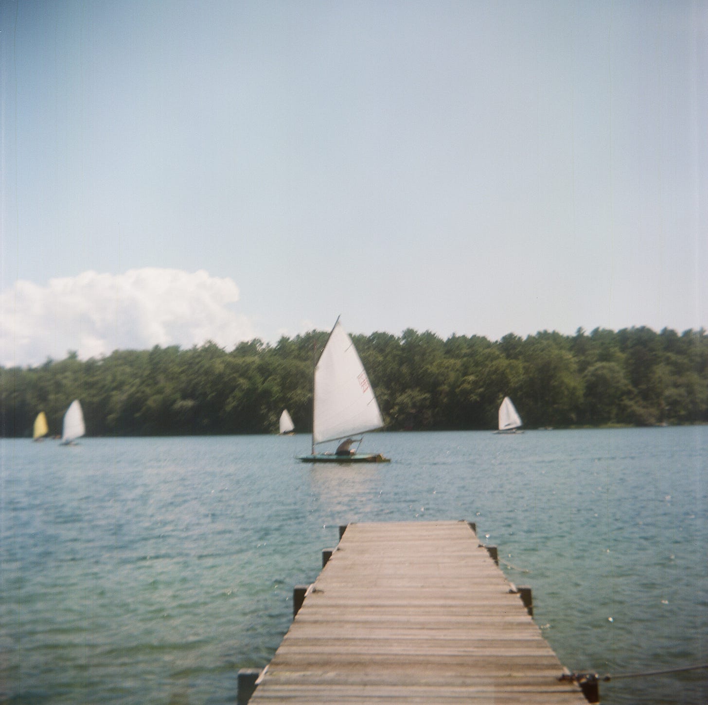 A sailboat on a pond