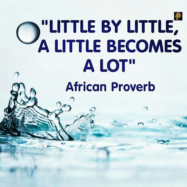 English philosophers say &#39;little drops of water make a mighty ocean&#39; but  our African elders say &quot;little by littl… | African proverb, African quotes,  Proverbs quotes