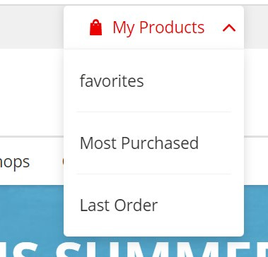 Screenshot of product order history.