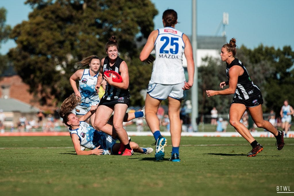 Brianna Davey was breaking finals records on the weekend. AFLW Qualifying Finals Image: Rachel Bach / By The White Line
