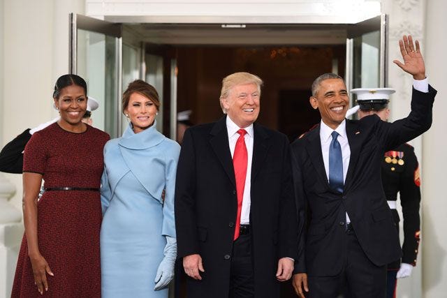 The Obamas and the Trumps, Inauguration Day 2017.