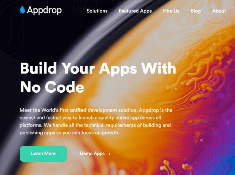 Appdrop is built with no code technology