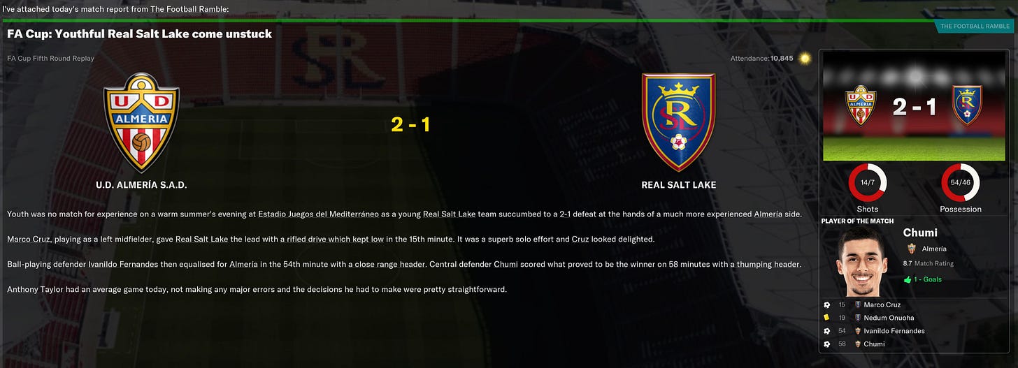 Football Manager 2021 Match Review