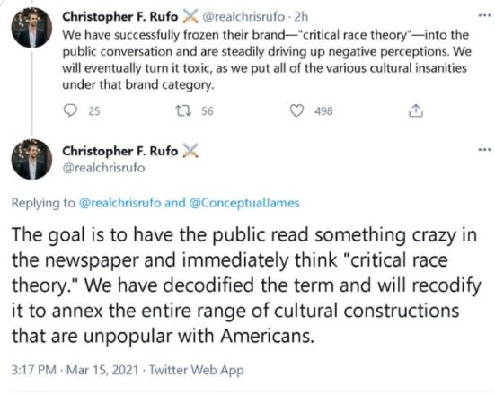 Charlie Sykes on Twitter: &quot;Christopher Rufo has become one of the go-to  critics of Critical Race Theory. Here he is... essentially giving away the  game. For Rufo, it is all about “branding,&#39;
