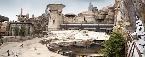 A wide angle shot of Galaxy's Edge