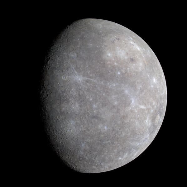 An image of the planet Mercury created by NASA&rsquo;s Messenger spacecraft in 2008. The planet is the smallest in our solar system and closest to the sun.