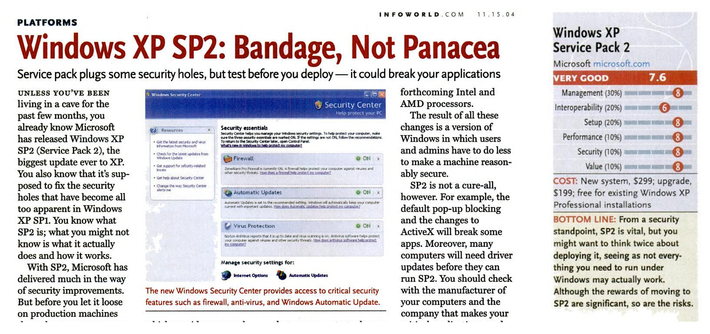 Windows XP SP2: Bandage, Not Panacea review