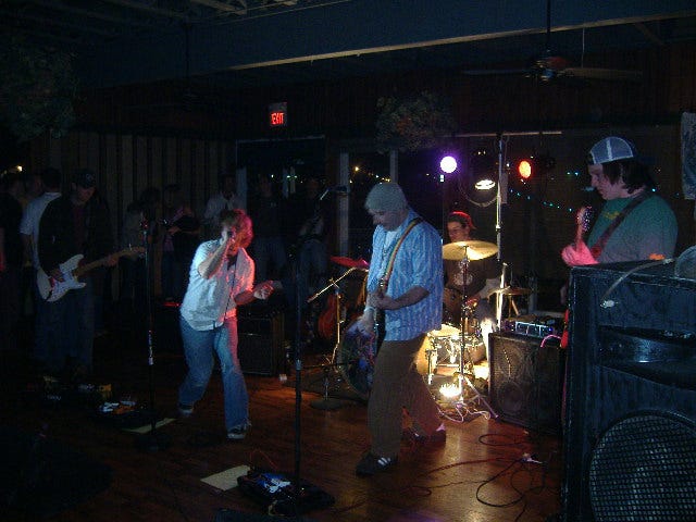 Pirate Radio wrapped up the show on the River stage. You may notice that they're using the drum kit The Frauds own. This happens a lot with multi-band shows on a tight schedule.