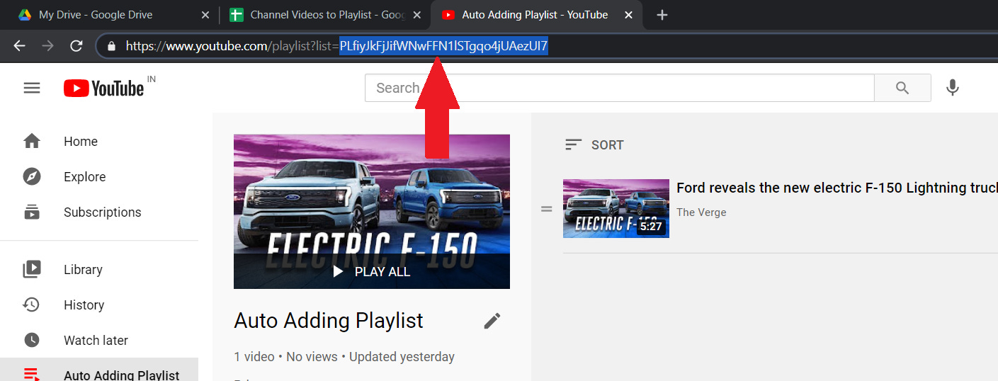 Indicating YouTube Playlist ID