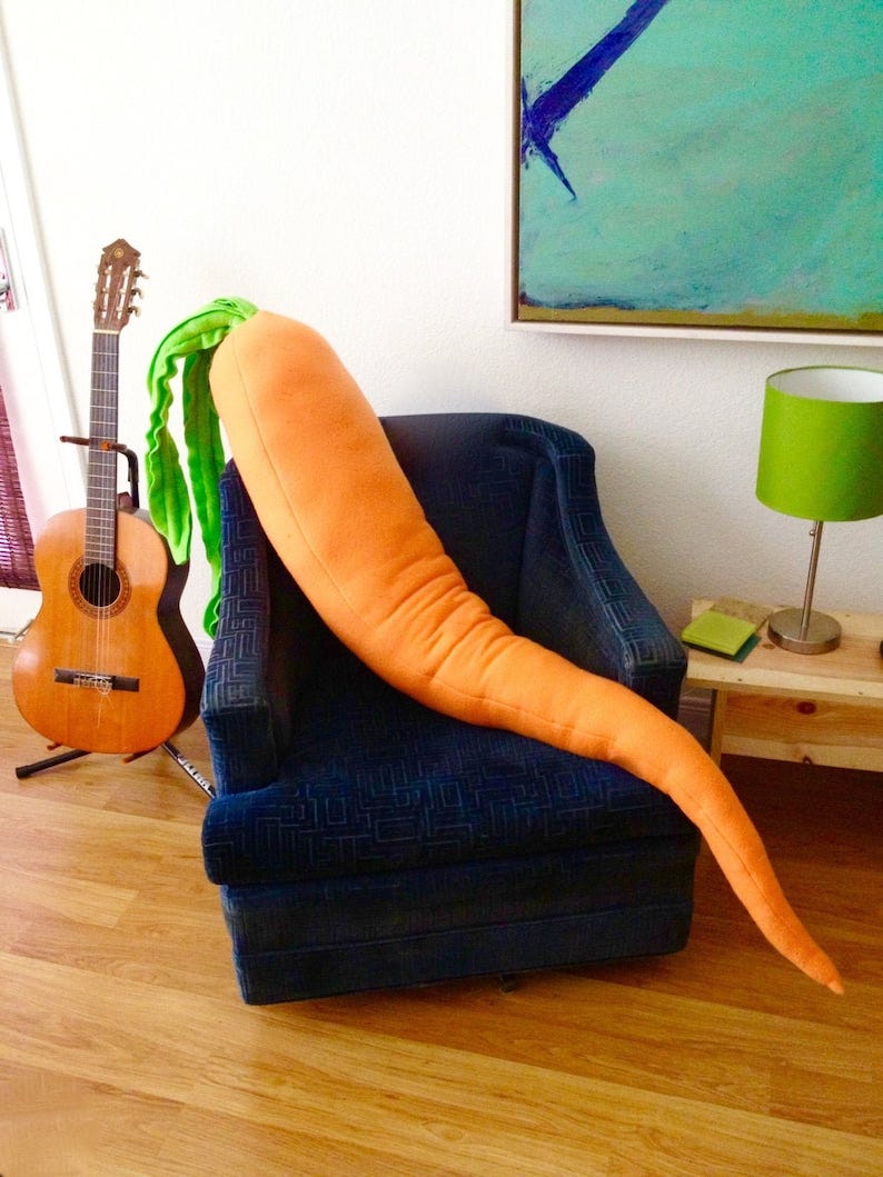 Giant Carrot Plush Body Pillow  4 Feet of Vegetable Coziness image 1