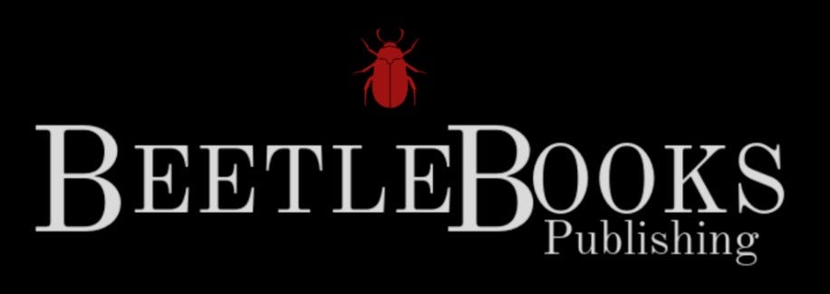 Logo de BeetleBooks Publishing, avec une image de scarabée rouge