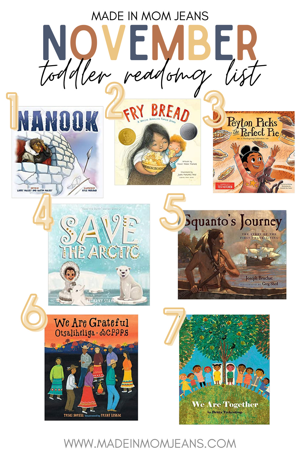 American Indian and Native Alaska Heritage Month + Thanksgiving (November Toddler Book Reading List)