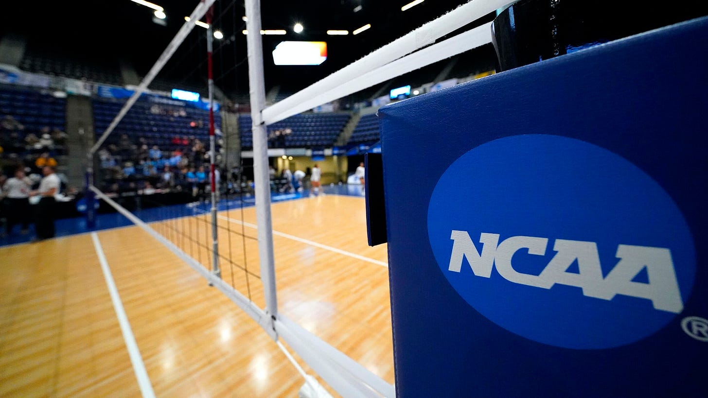 CEDAR RAPIDS, IA - NOVEMBER 23: The Johns Hopkins Blue Jays take on the Emory Eagles during the Division III Women's Volleyball Championship held at the U.S. Cellular Center on November 23, 2019, in Cedar Rapids, Iowa. Johns Hopkins defeated Emory 3-0 to win the national title.