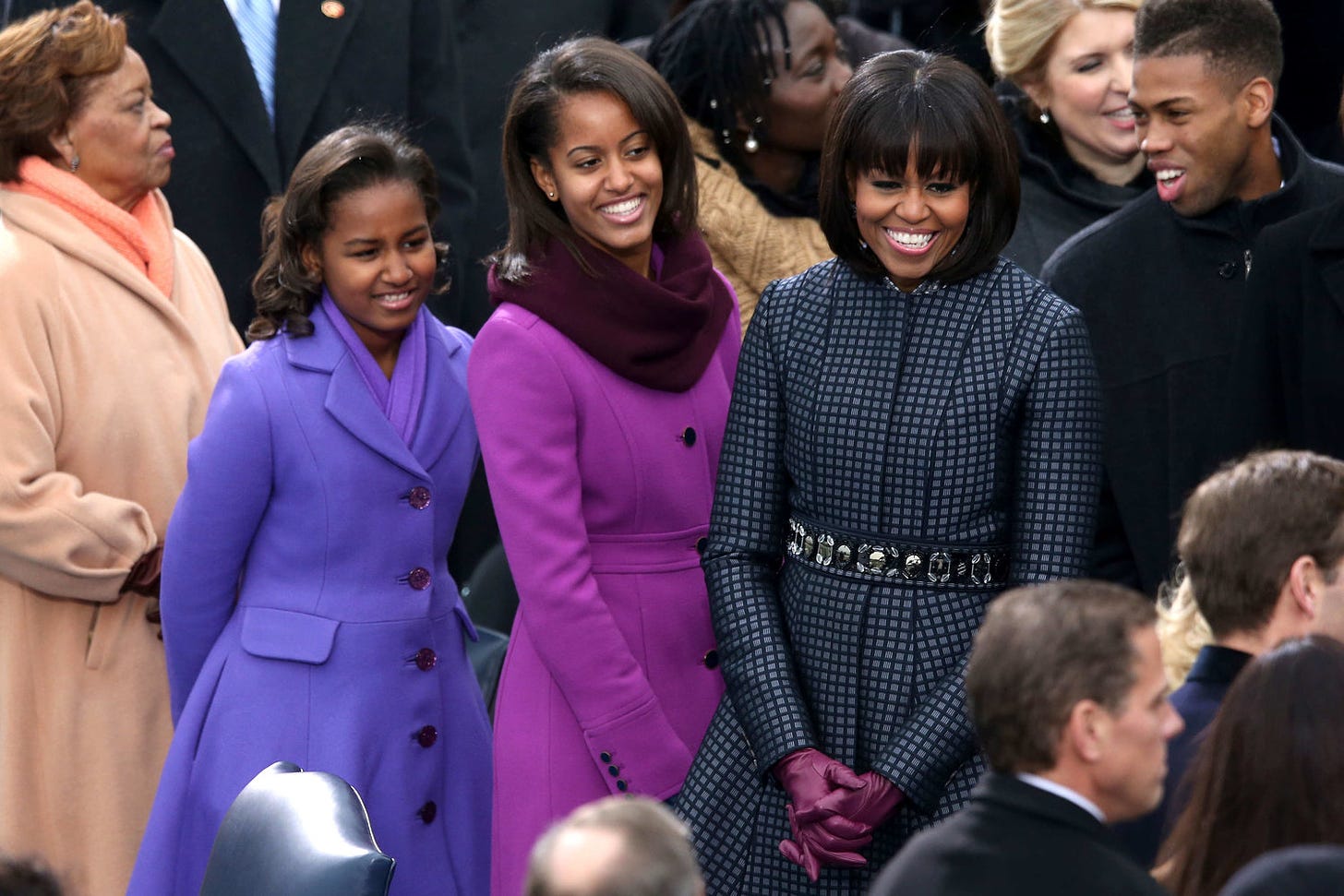 Mrs. Obama with her daughters at her husband's Inauguration in 2013.