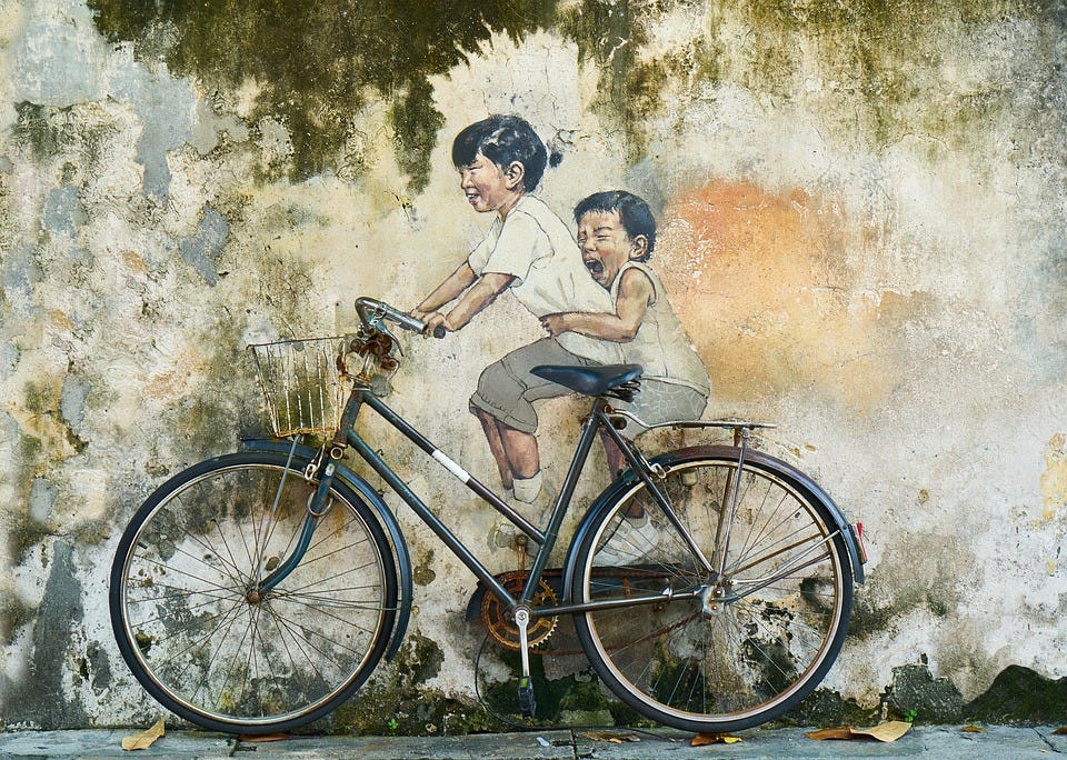 Bicycle, Children, Graffiti, Art, Artistic, Paint