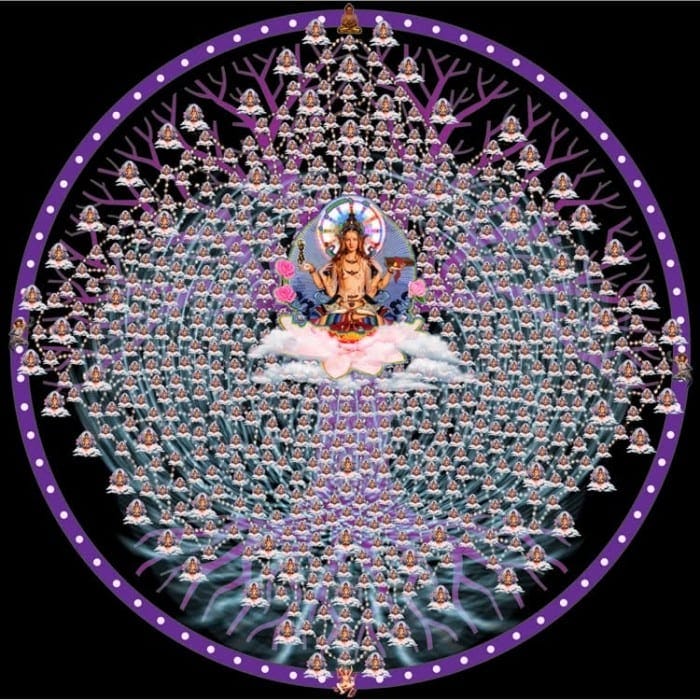 image of deity in the center of a web of interconnected beings