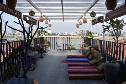 The rooftop bar area at Onederz is even prettier in the evening. Photo: Stuart McDonald