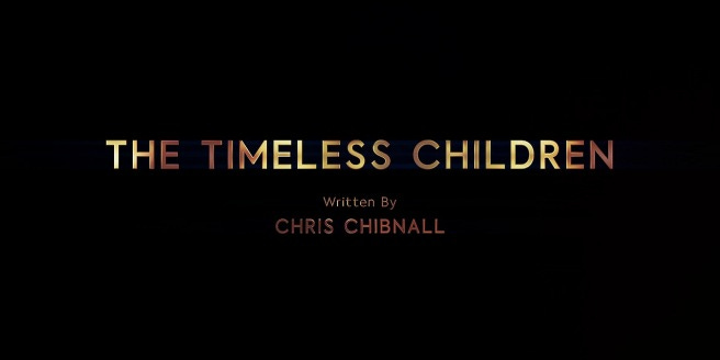 This image shows the title card of Series 12's tenth episode--and second part of its season finale ("The Timeless Children")--along with Chris Chibnall's official, onscreen writing credit. This image shows the title card of Series 12's tenth episode--and second part of its season finale ("The Timeless Children")--along with Chris Chibnall's official, onscreen writing credit.
