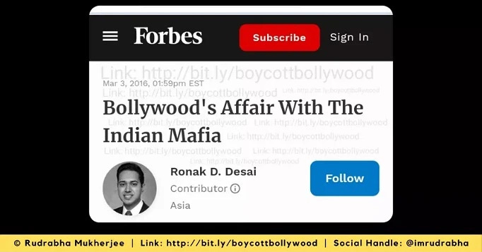 Article on Bollywood and Underworld criminal mafia connection