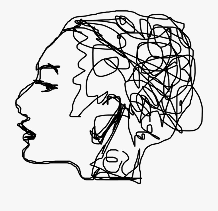 artistic, scribbled drawing of a feminine face in profile