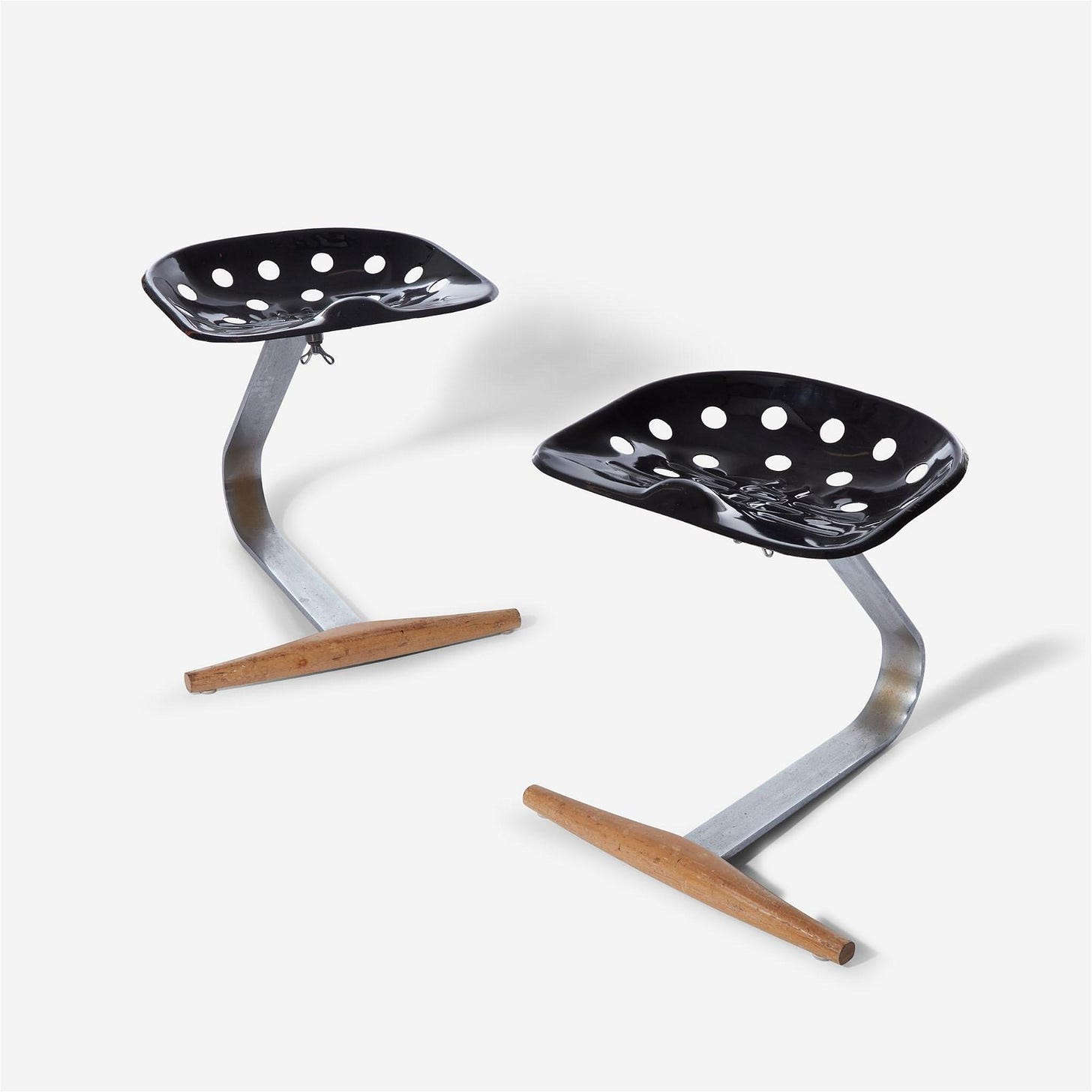 Achille and Pier Giacomo Castiglioni A Pair of "Mezzadro" stools, Zanotta, Italy, designed 1957, the