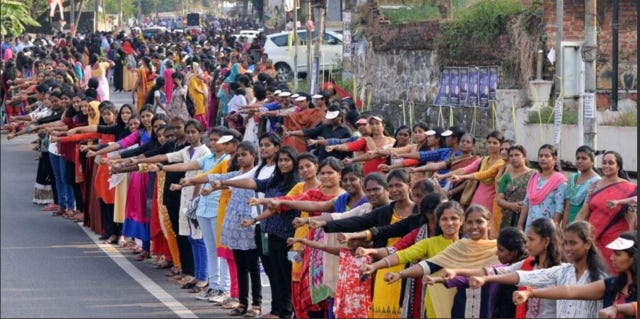 For the first time ever, millions of women came up to form a human chain from Kasaragod to Thiruvananthapuram in Kerala to fight for equal gender rights in India.