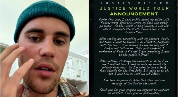 Justin Bieber cancels the tour: «I have to give priority to my health».  Worried fans