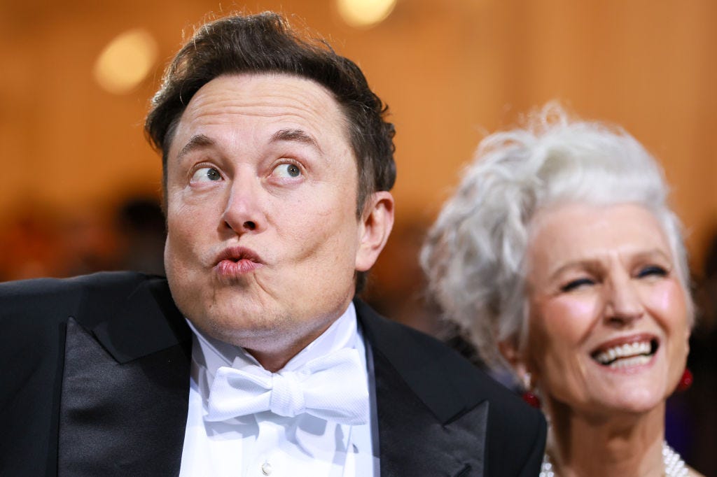 Elon Musk and his mother, Maye Musk, at the 2022 Met Gala in New York City this month. (Theo Wargo / WireImage)