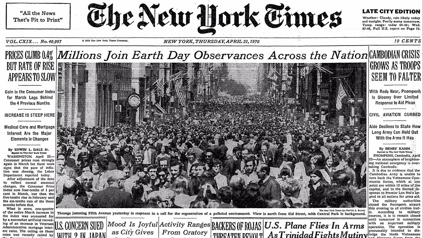 How The Times Covered the First Earth Day, 50 Years Ago - The New York Times