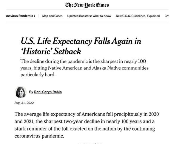 US life expectancy has plummeted
