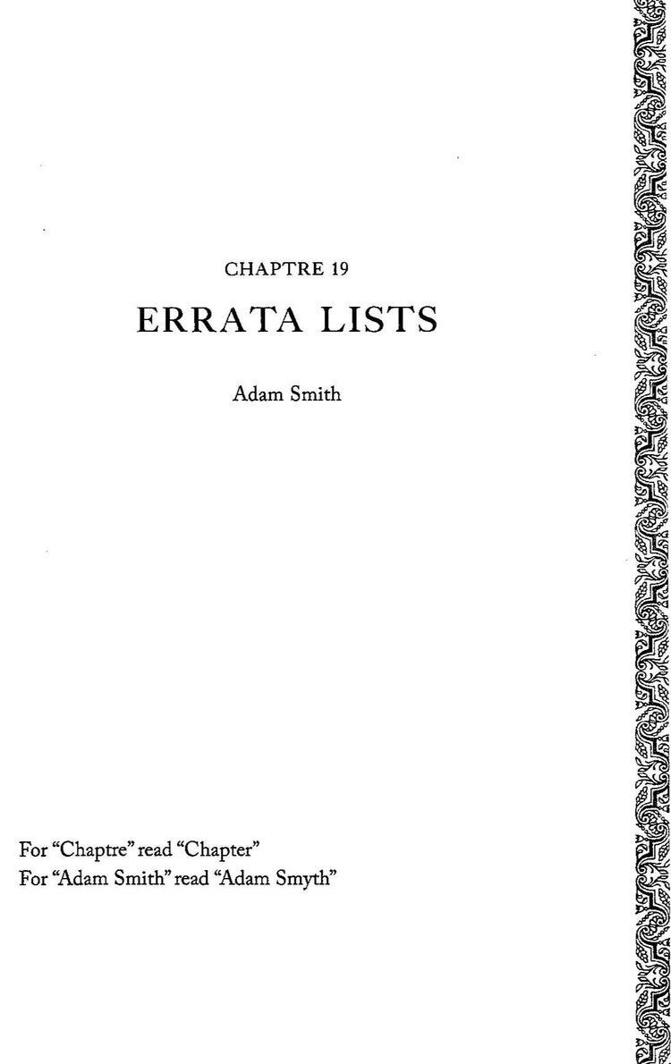 Title page of the chapter on errata lists.