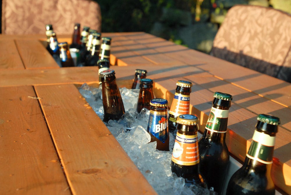 Patio Table with Built-in Beer/Wine Coolers | Ana White