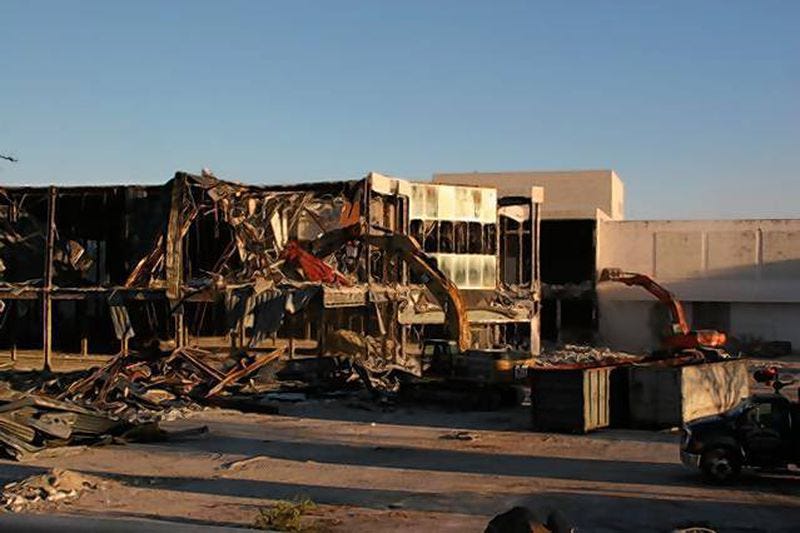 The former Macy's store is the first building to be demolished at Laurel Mall.