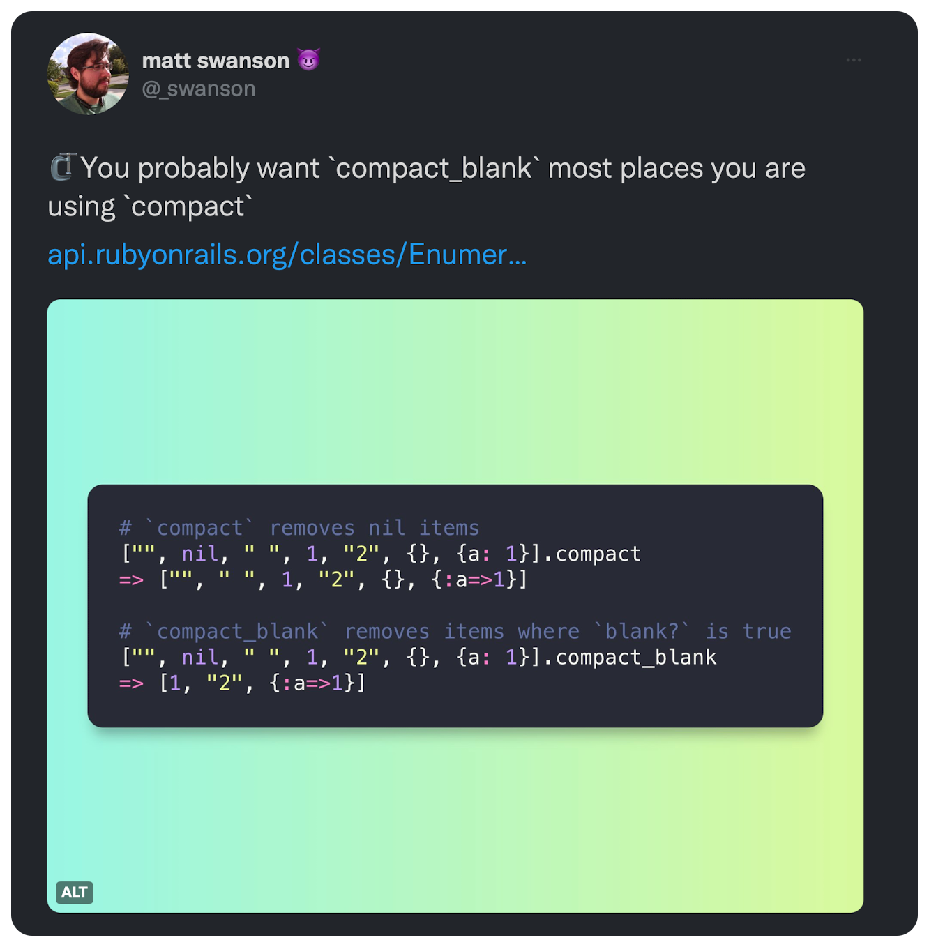 You probably want `compact_blank` most places you are using `compact`