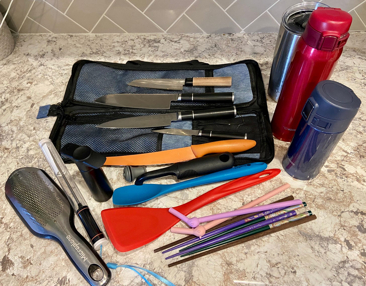 kitchen tools on a counter