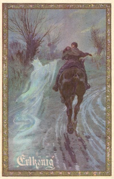 Erlkönig&#39; byF. Jung. Wia-Künstlerkarten-Verlag, Postcard, 1920 | Märchen  kunst, Illustration, Fantasy-buch