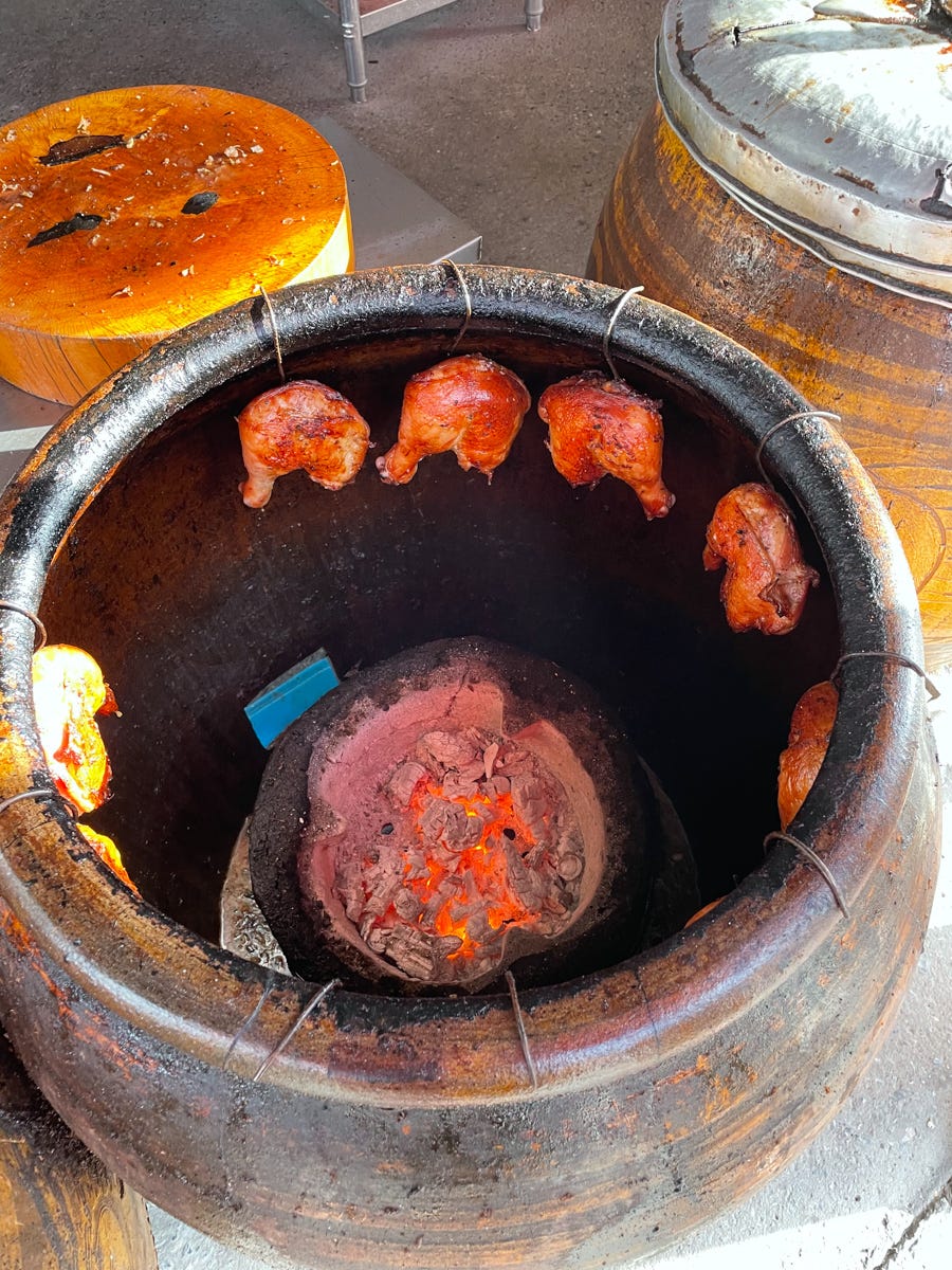 Roasting chicken in Chiang Mai (street food)