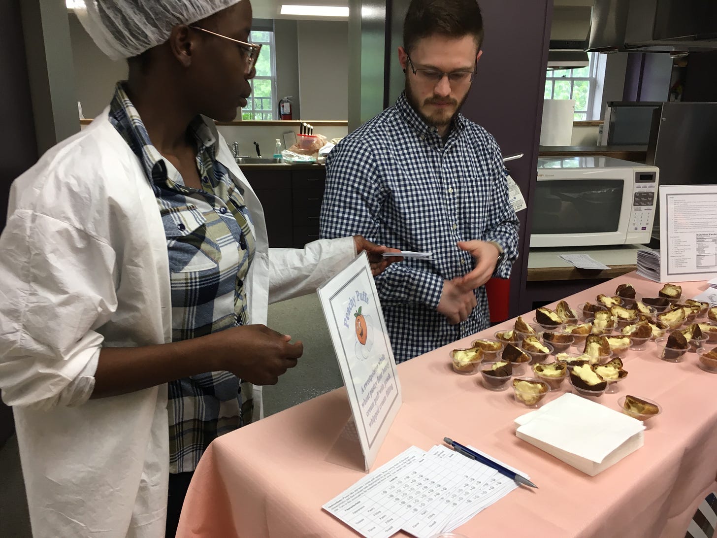 Mariam Lawani and Cody Fink present their Peachy Puff samples