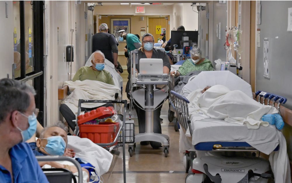 Southern California runs out of covid-19 ICU capacity and forced to treat patients in hallways and lobbies.