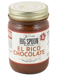 A 13 oz jar of El Rico Chocolate Peanut Butter