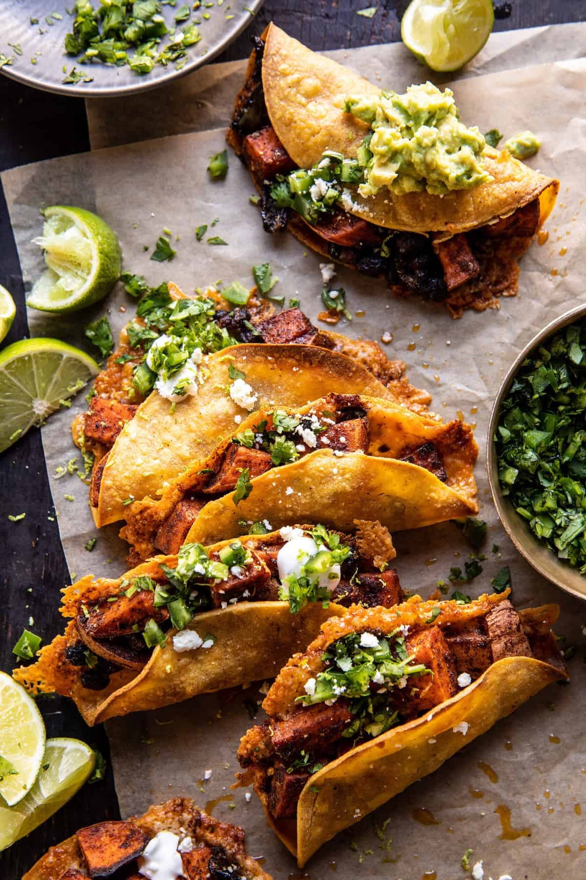 Crispy Chipotle Sweet Potato Tacos with Lime Crema | halfbakedharvest.com