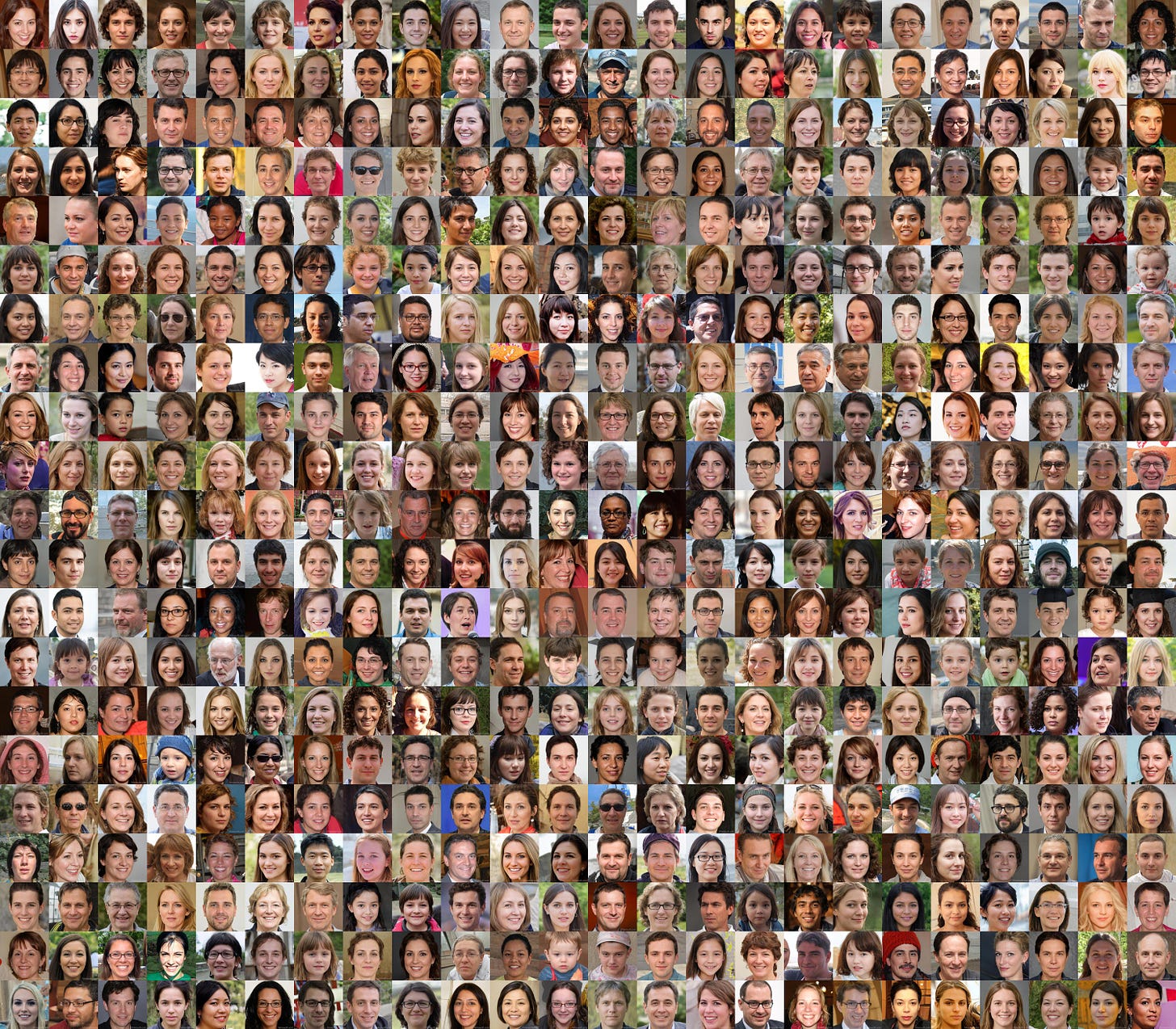 collage of GAN-generated faces from coupons.ivoicesoft.com