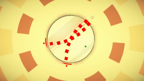 HyperDot screenshot with player dot dodging a wave of red squares