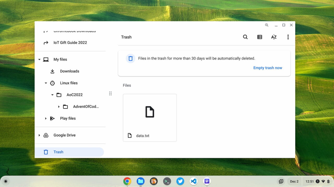 ChromeOS 108 release adds Trash to the Files app on Chromebooks