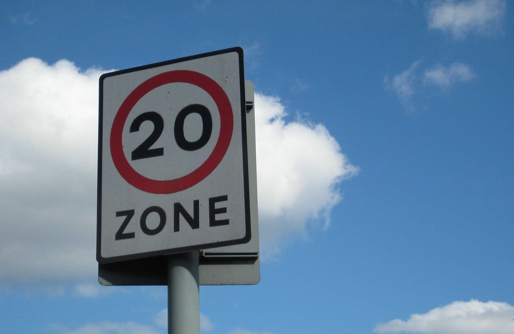 20mph zone sign