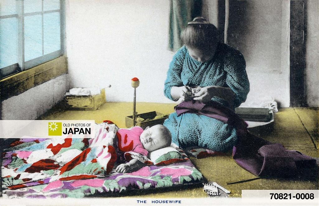 70821-0008 - Japanese Mother Sewing, 1900s